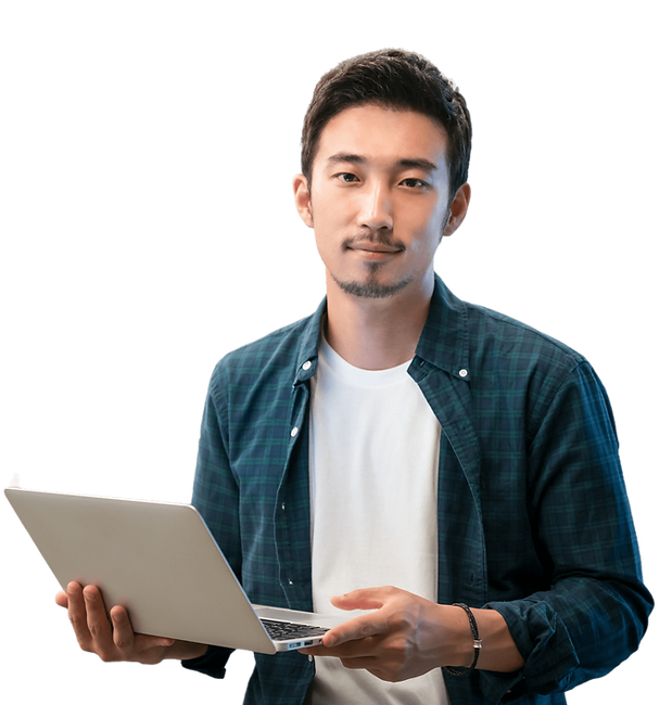 Technician holding a computer, ready for repair or service.